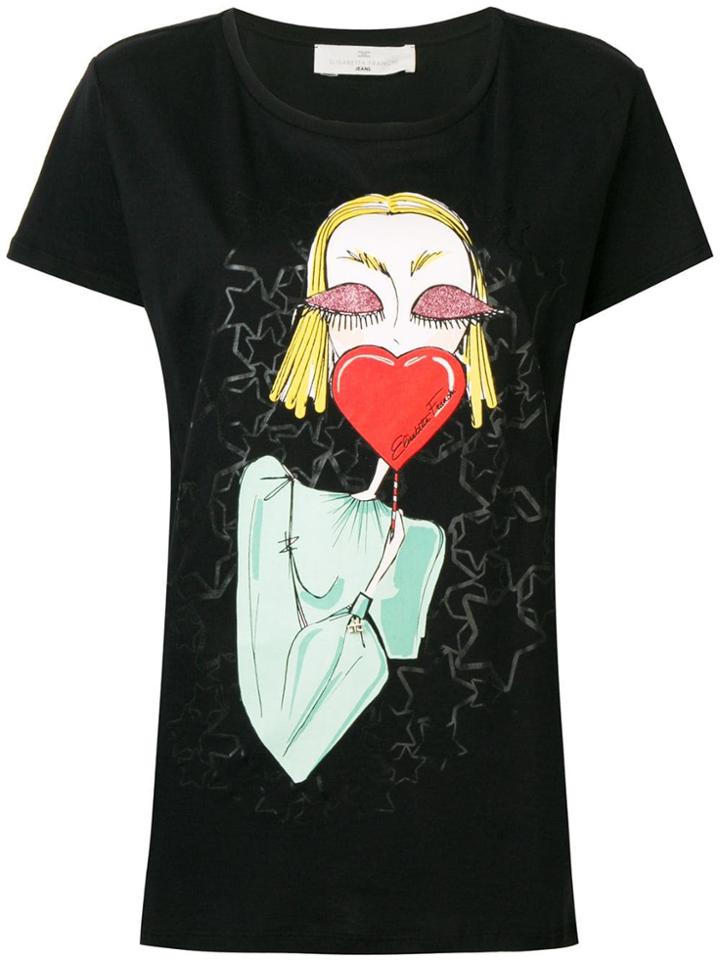 Elisabetta Franchi Girl Print T-shirt - Black
