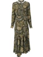 Suno Frill Neck Midi Dress, Women's, Size: 8, Green, Silk