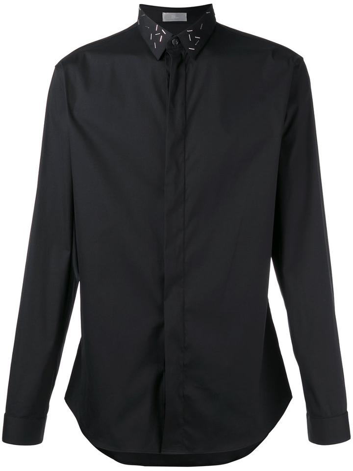 Dior Homme Embellished Collar Shirt, Men's, Size: 41, Black, Cotton/polyamide/spandex/elastane/metal