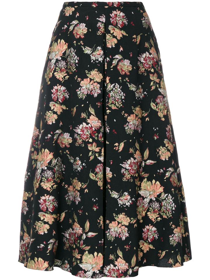 Rochas Floral Print A-line Skirt - Black