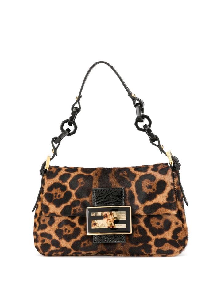 Fendi Pre-owned Leopard Print Mamma Baguette Shoulder Bag - Brown