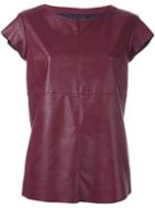 Mm6 Maison Margiela Leather Effect T-shirt, Women's, Size: 42, Pink/purple, Viscose/polyurethane