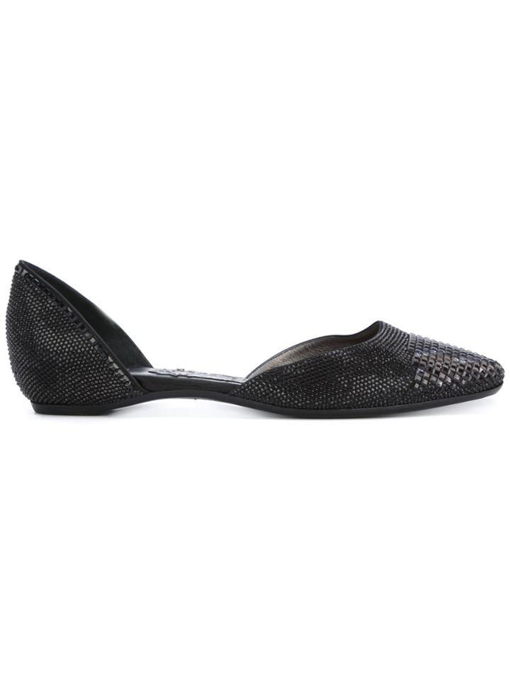 Giorgio Armani Vintage Embellished Ballerina Flats - Black