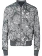 Alexander Mcqueen Skull Jacquard Bomber Jacket, Men's, Size: 50, Grey, Polyester/cotton/viscose
