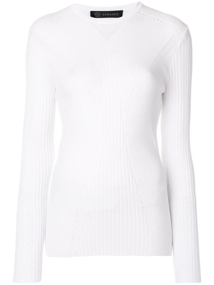 Versace Fitted Ribbed Jumper - White