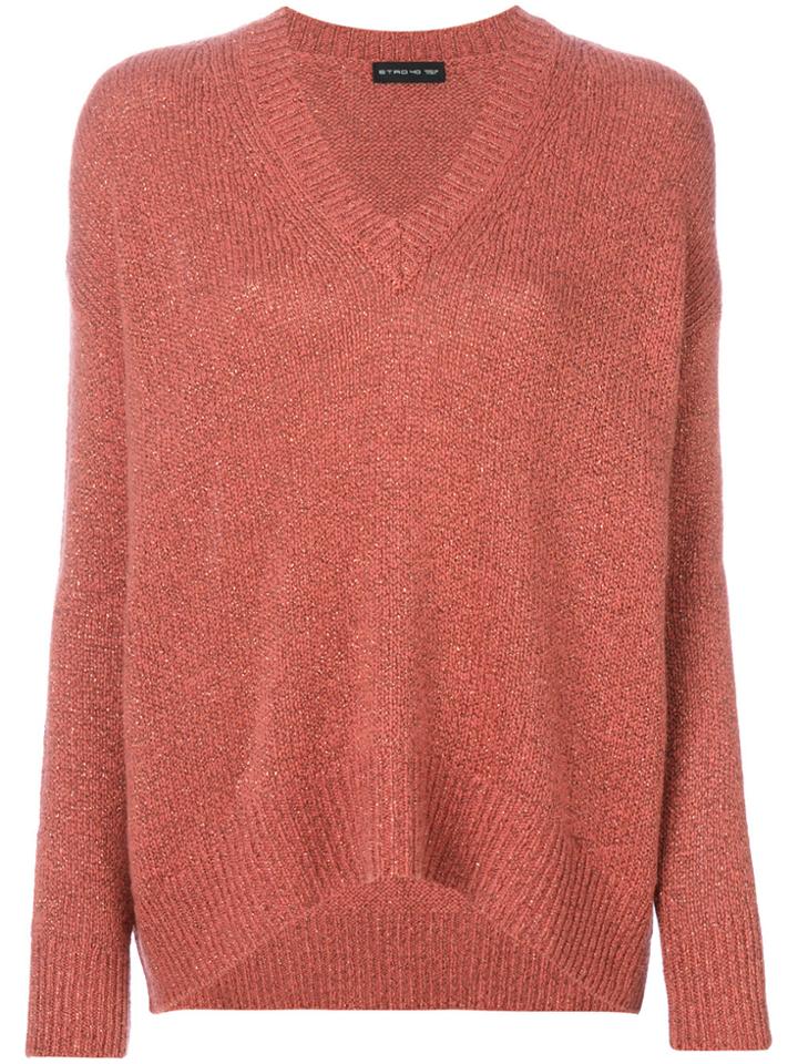 Etro V-neck Jumper - Pink & Purple