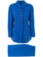 Versace Vintage Fitted Skirt Suit - Blue