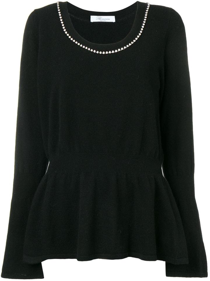 Blumarine Knitted Peplum Top - Black