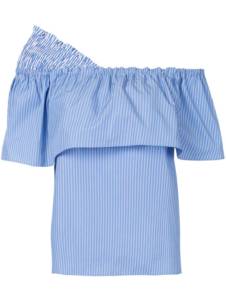Le Ciel Bleu - Asymmetric Ruffle Top - Women - Cotton - 36, Blue, Cotton