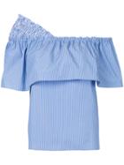 Le Ciel Bleu - Asymmetric Ruffle Top - Women - Cotton - 36, Blue, Cotton