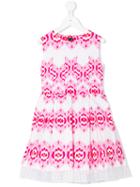 Abstract Print Belted Dress - Kids - Cotton/polyester - 10 Yrs, Pink/purple, Oscar De La Renta Kids