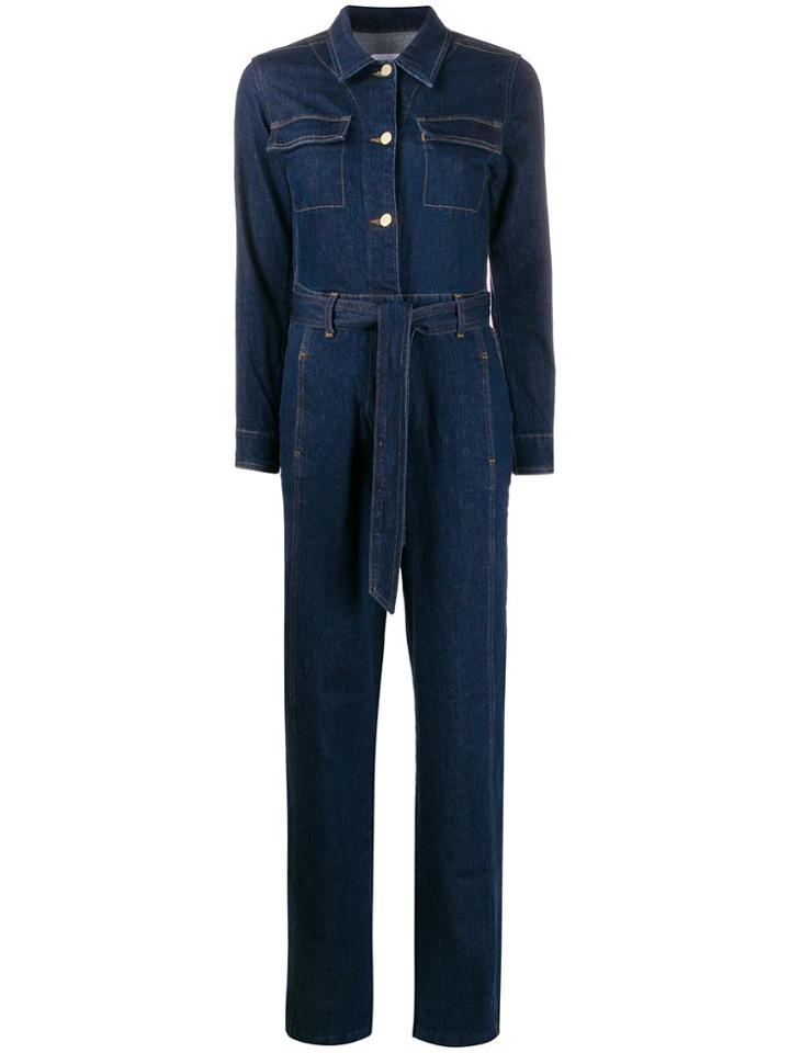 Frame Wide-leg Denim Jumpsuit - Blue