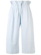 Vivetta - Striped Cropped Trousers - Women - Cotton - 42, Blue, Cotton