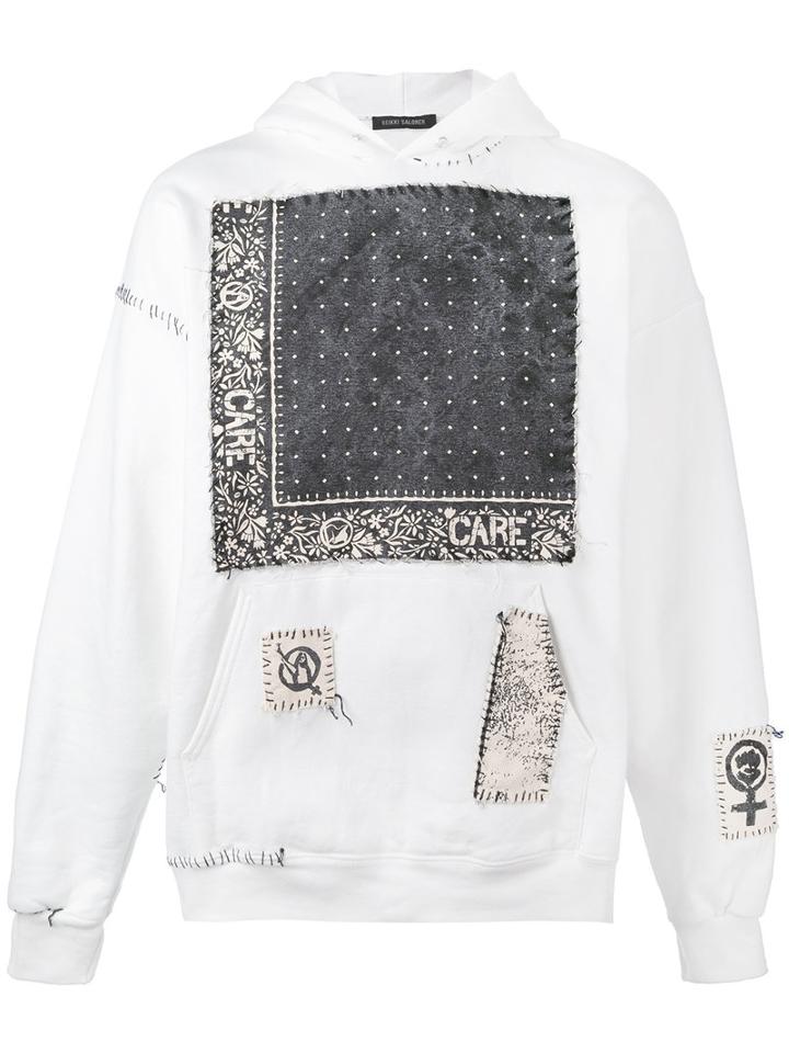 Heikki Salonen - Patch Hoodie - Unisex - Cotton/polyester - L, White, Cotton/polyester