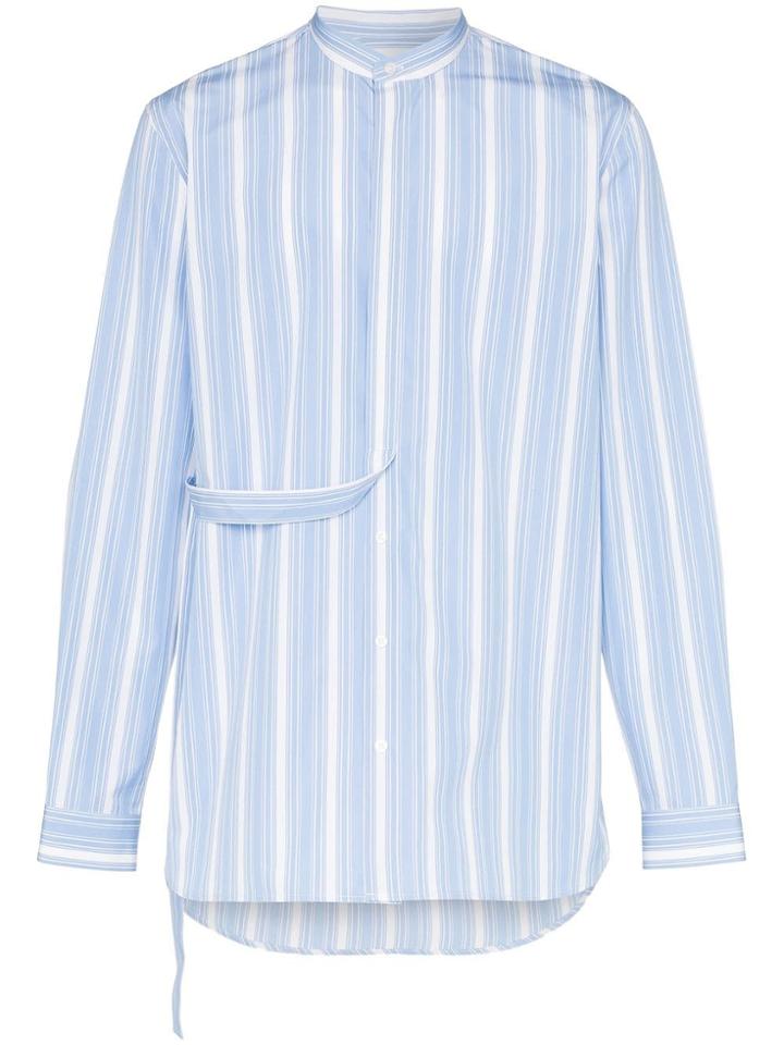Jil Sander Ritmo Stripe Print Cotton Shirt - Blue