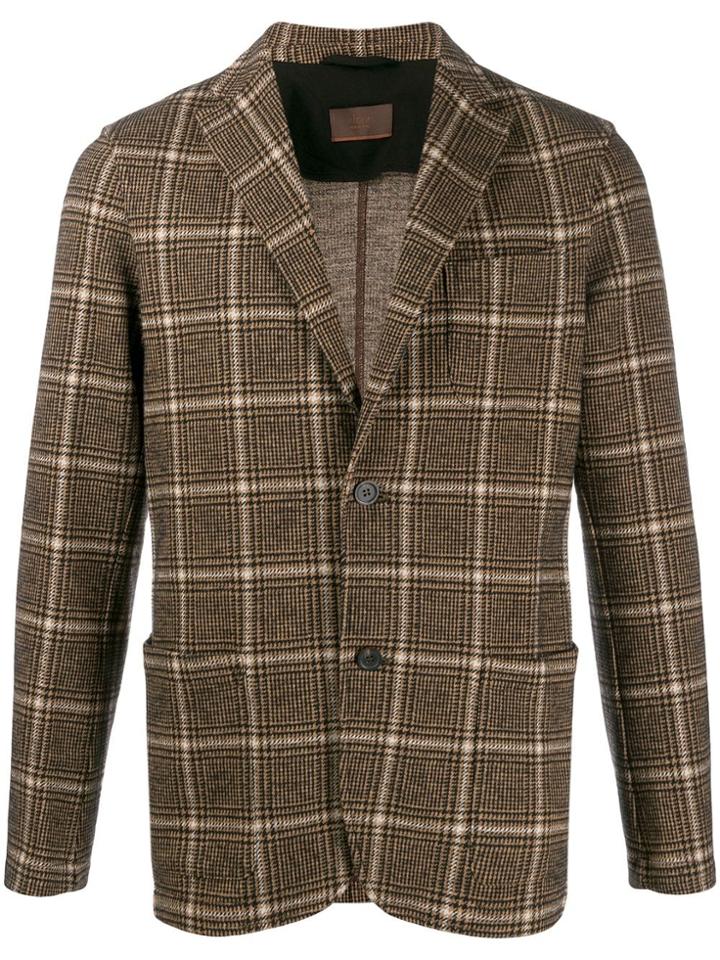Altea Checked Jersey Blazer - Brown