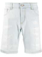 Entre Amis Distressed Denim Shorts - Blue