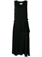 Mm6 Maison Margiela Dropped Waist Asymmetric Pleated Dress - Black