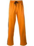 Ami Alexandre Mattiussi Contrast Stripe Track Pants, Men's, Size: Medium, Yellow/orange, Cotton/polyester