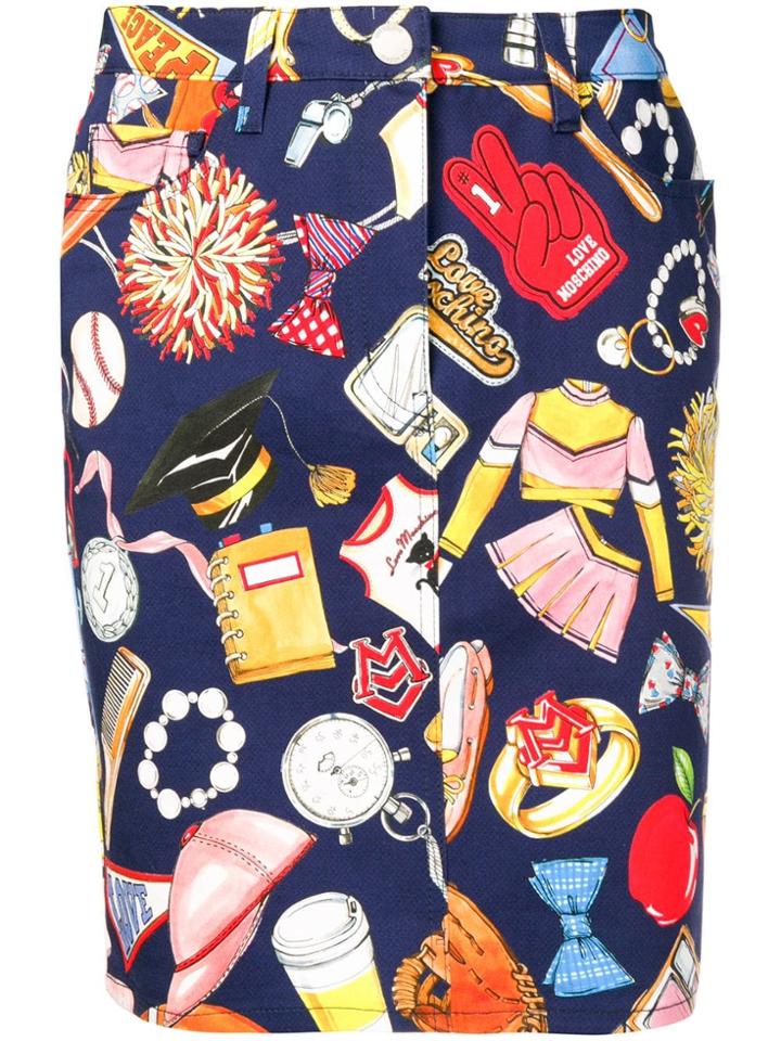 Love Moschino Floral Print Skirt - Blue