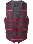 Lords And Fools Checked Waistcoat - Red