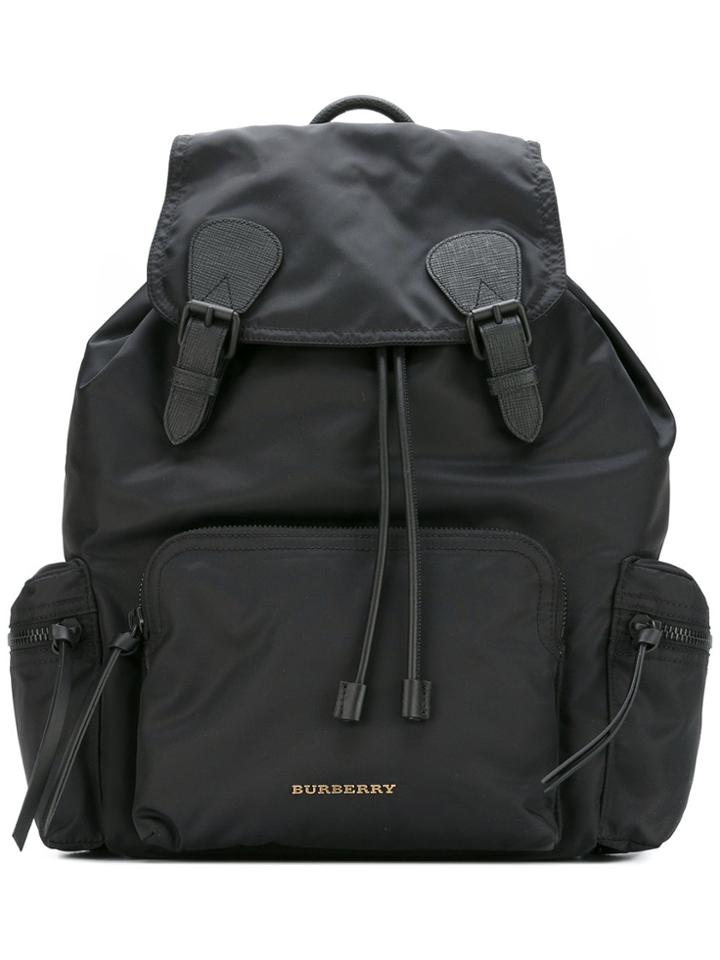 Burberry Logo Plaque Backpack - Black
