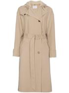 Nanushka Belted Trench Coat With Hood - Nude & Neutrals