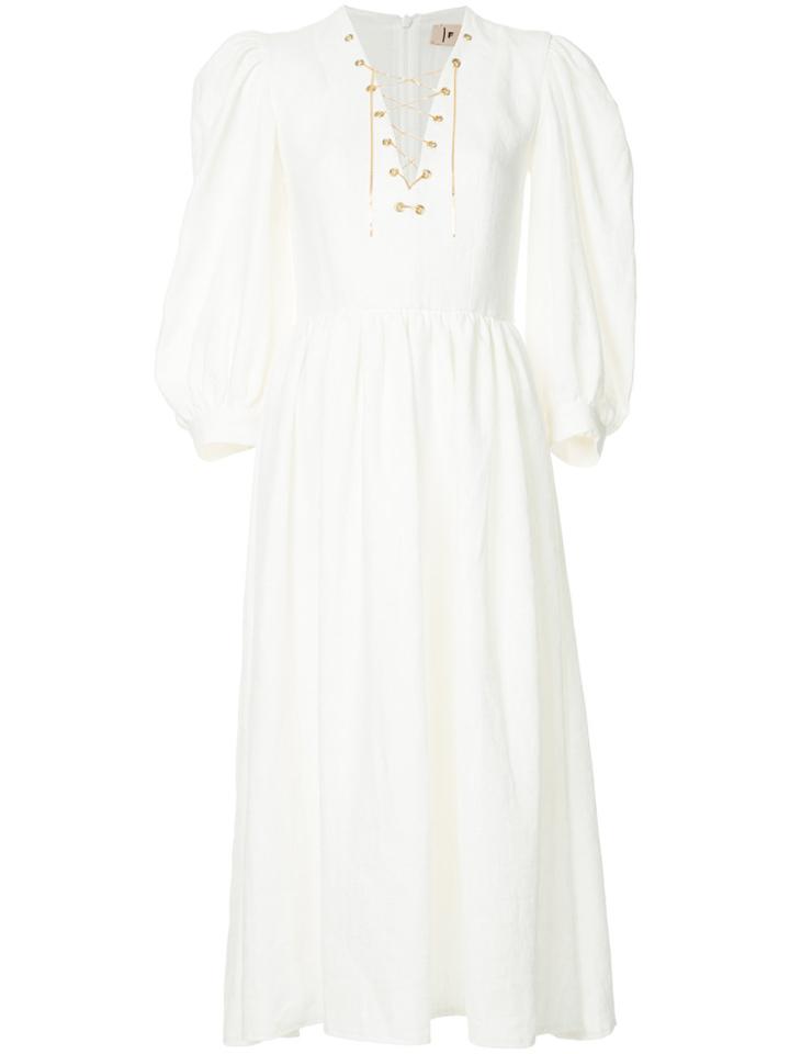 Flow The Label V-neck Flared Dress - White