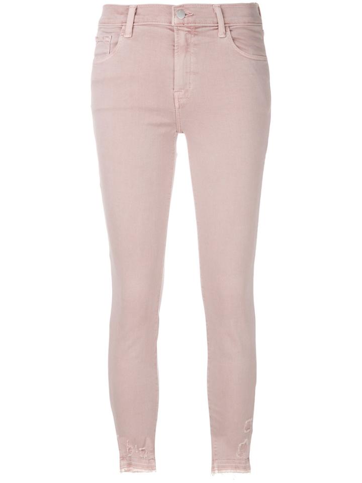 J Brand Distressed Skinny Jeans - Pink & Purple