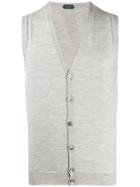 Zanone Sleeveless V-neck Cardigan - Grey