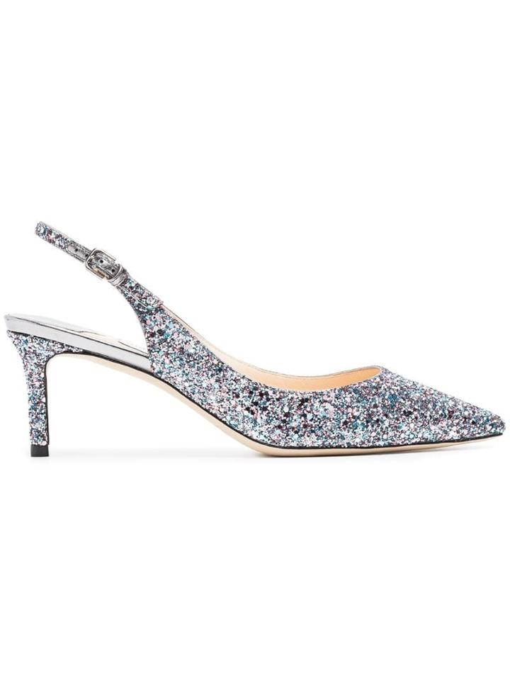 Jimmy Choo Erin 60 Glitter Slingbacks - Metallic