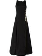 Natasha Zinko Side Lace Tie Up Evening Dress, Women's, Size: 36, Black, Acetate/cupro/cotton
