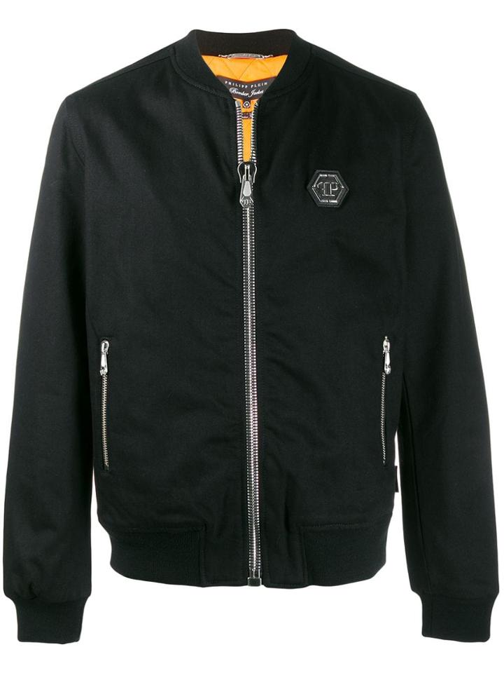 Philipp Plein Flame Logo Bomber Jacket - Black