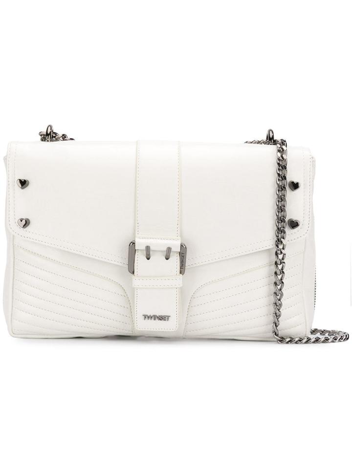 Twin-set Foldover Buckle Shoulder Bag - White