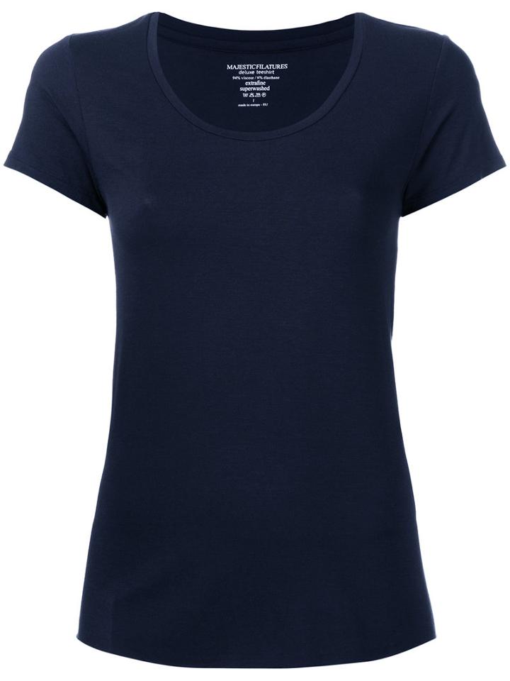 Majestic Filatures Scoop Neck T-shirt, Women's, Size: Iii, Blue, Viscose/spandex/elastane