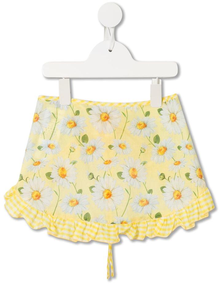 Monnalisa Frilled Floral Beach Skirt - Yellow