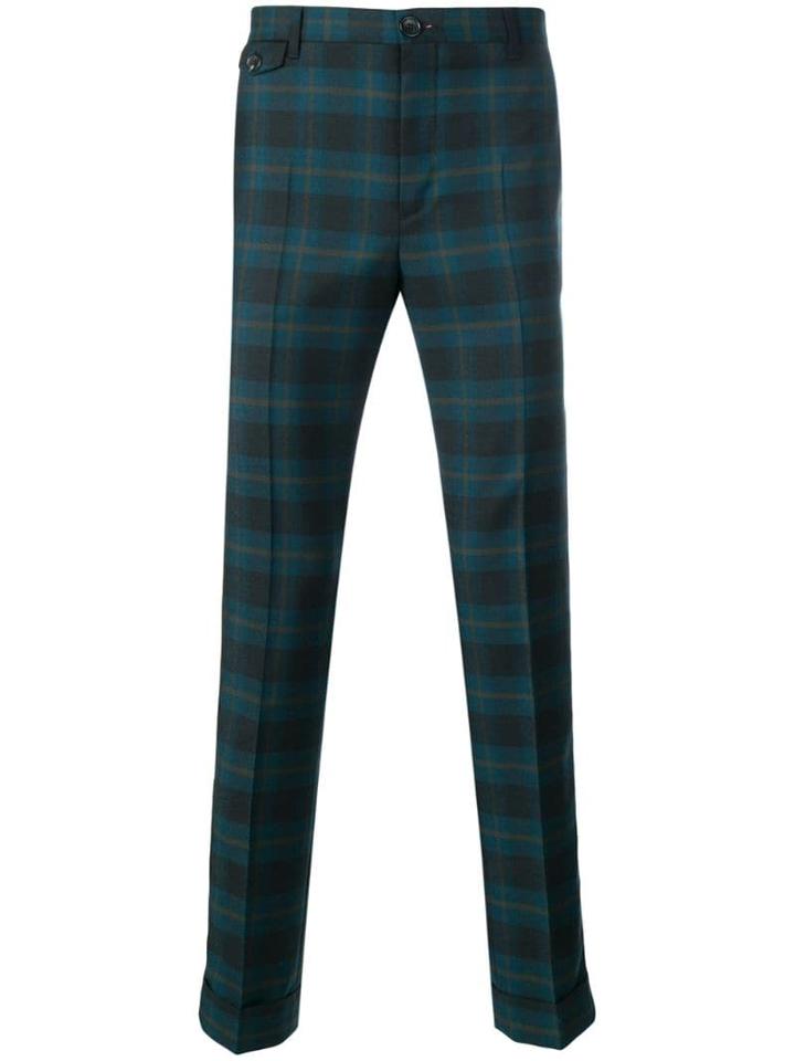 Ps Paul Smith Plaid Slim Fit Trousers - Blue