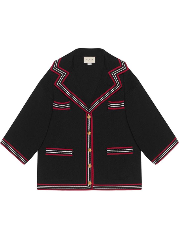 Gucci Silk Cotton Cardigan With Stripes - Black