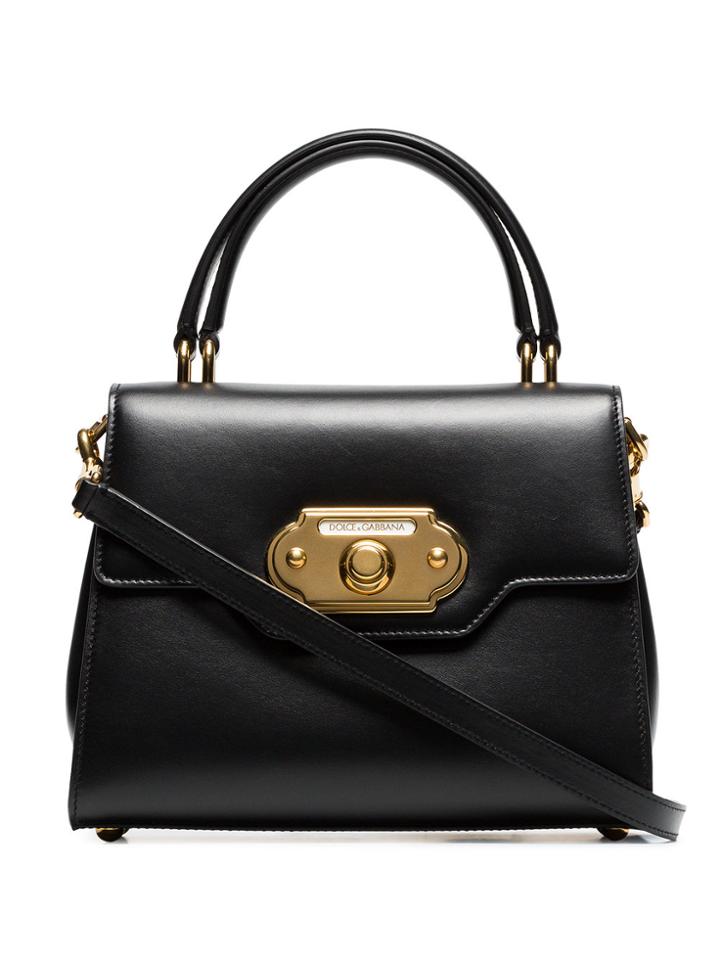Dolce & Gabbana Black Welcome Medium Leather Tote