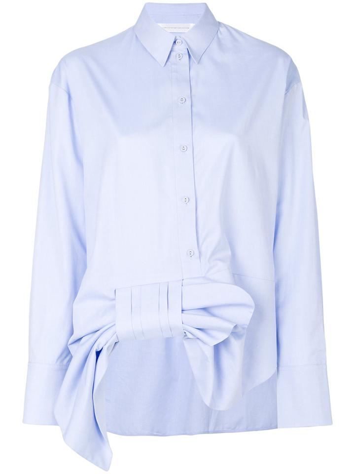 Victoria Victoria Beckham - Asymmetric Bow Shirt - Women - Cotton - 6, Blue, Cotton