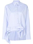 Victoria Victoria Beckham - Asymmetric Bow Shirt - Women - Cotton - 6, Blue, Cotton