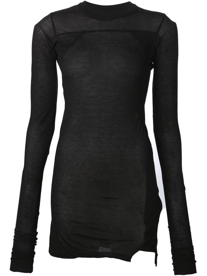 Rick Owens Drkshdw Longsleeved Sheer T-shirt, Women's, Size: Medium, Black, Cotton