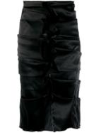 Acne Studios Uneven Horizontal Side Pleats Skirt - Black