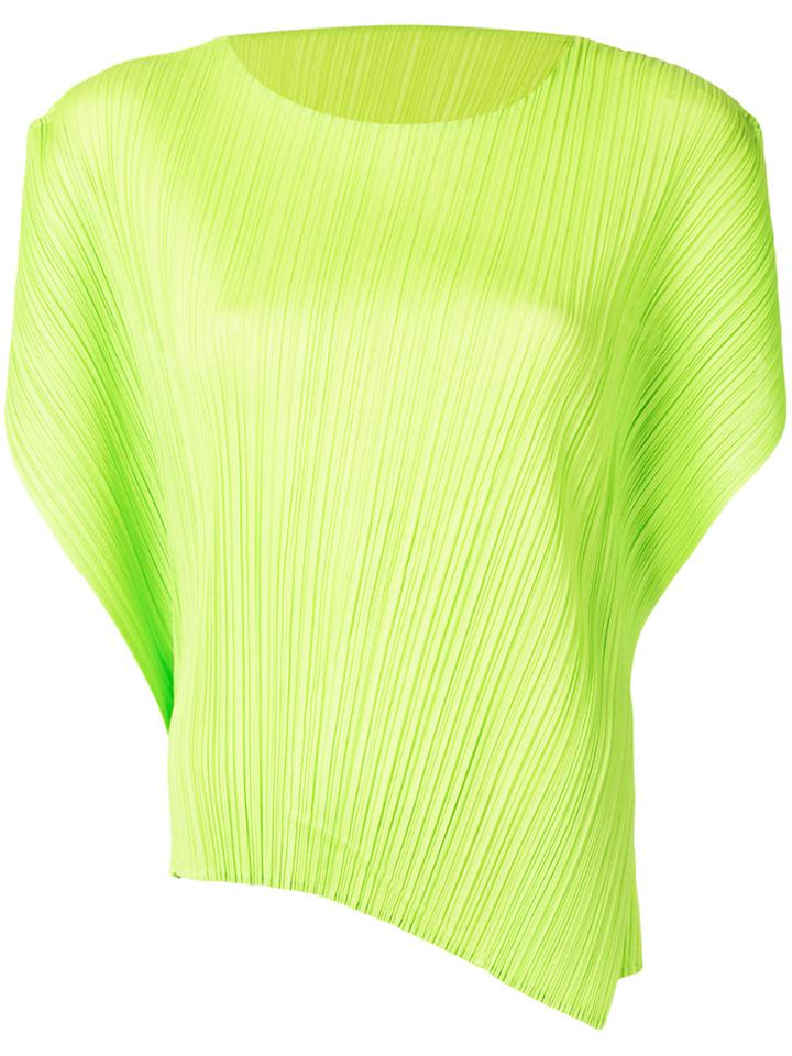 Pleats Please By Issey Miyake Asymmetric Plissé T-shirt - Green