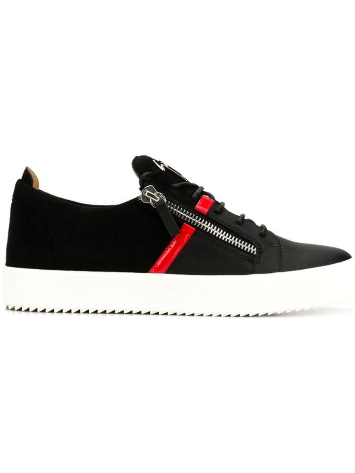 Giuseppe Zanotti Contrast Trim Side Zip Sneakers - Black