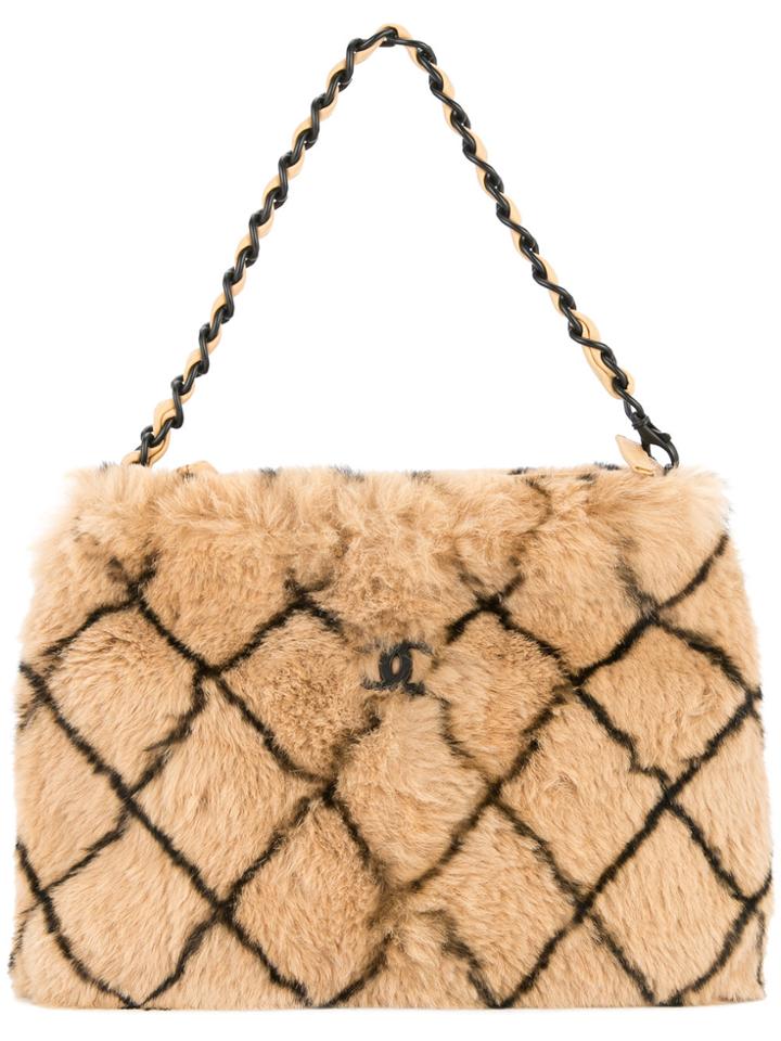 Chanel Vintage Diamond Printed Shoulder Bag - Nude & Neutrals