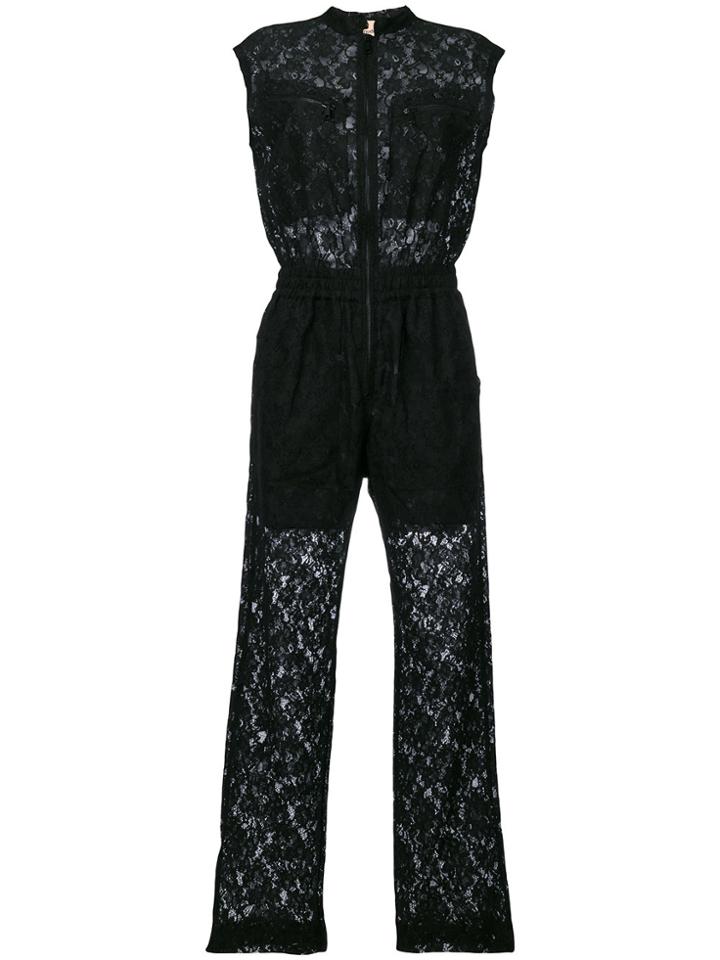 Nude Lace Jumpsuit - Black