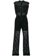 Nude Lace Jumpsuit - Black