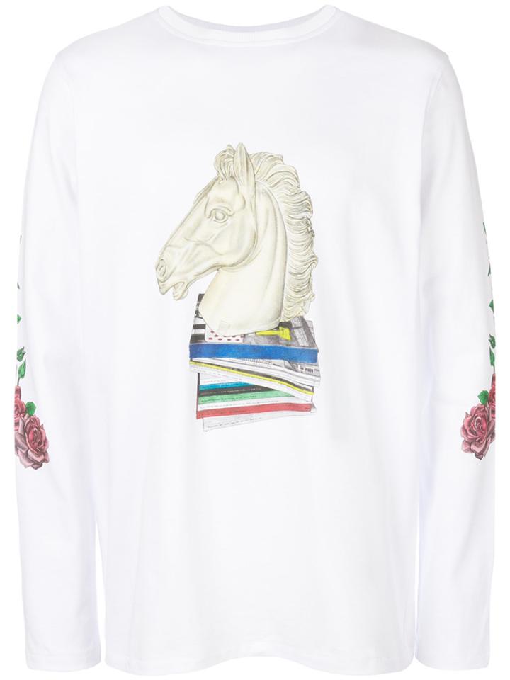 Soulland Horse Printed Long-sleeved Top - White