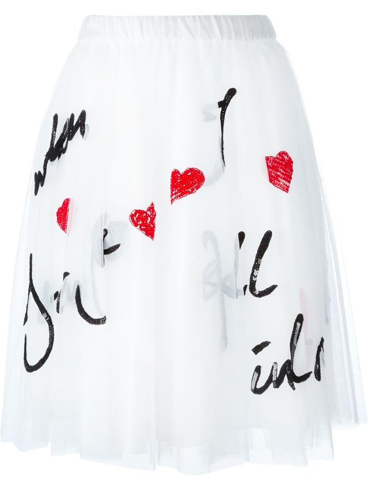 P.a.r.o.s.h. Sequin Embellished Tulle Skirt, Women's, White, Polyamide/pvc/acetate/viscose
